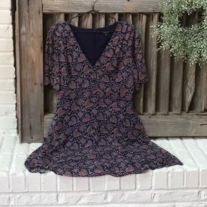 Madewell Blue Orchard Flutter Sleeve Dress